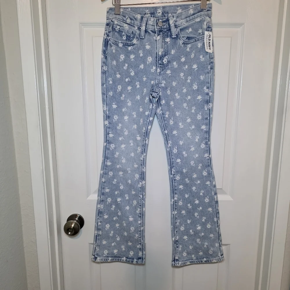 Old Navy High-Rise Floral Printed Flare Jeans Sz 12